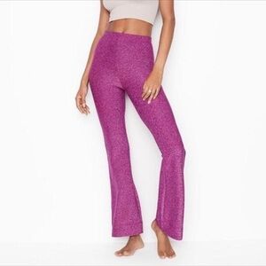 Vibrant Pink Knit Flared Leggings metallic‎ Chérie Los Ángeles